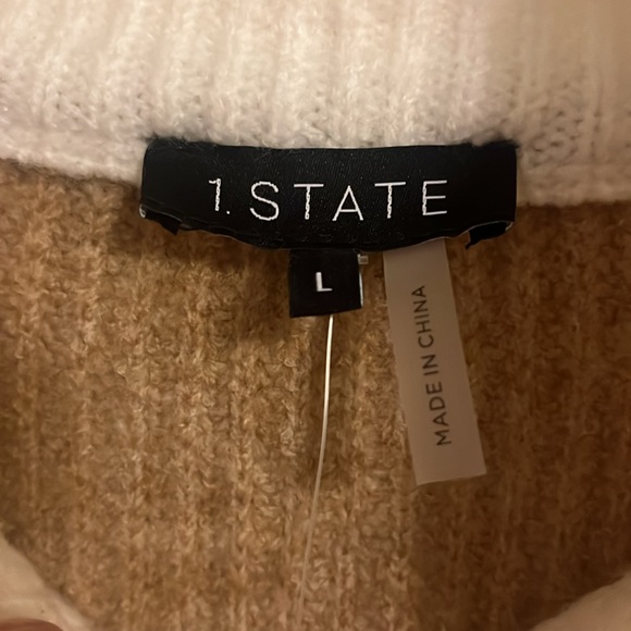 NWT | Nordstrom | L | Half zip colorbock sweater | latte heather - Picture 6 of 10